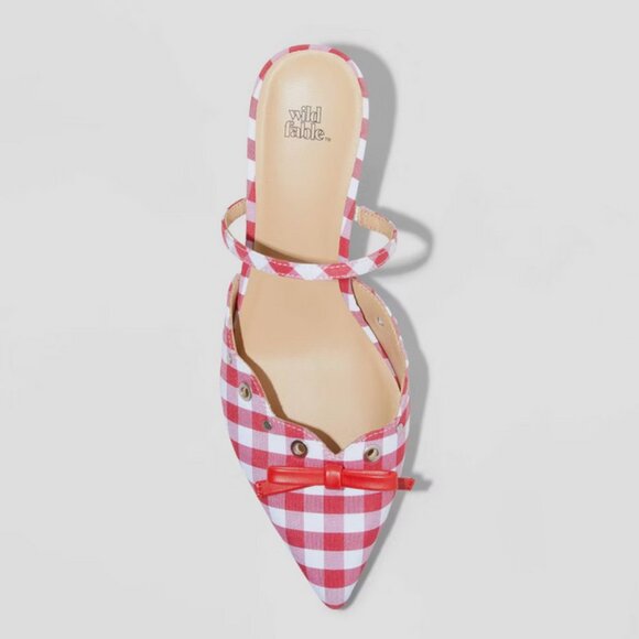 Women's Lysandra Gingham Eyelet Kitten Heels - Wild Fable Red Gingham 9 - Picture 2 of 4